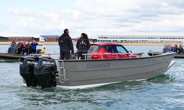 Picture of Journalists Surprised with Swift Car on Boat in England①
