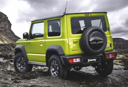 back-of-yellow-jimny-on-rocks-4WD-system-432x295